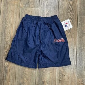 MLB Atlanta Braves Vintage Deadstock Shorts Youth L 14-16 Lined Nylon NOS